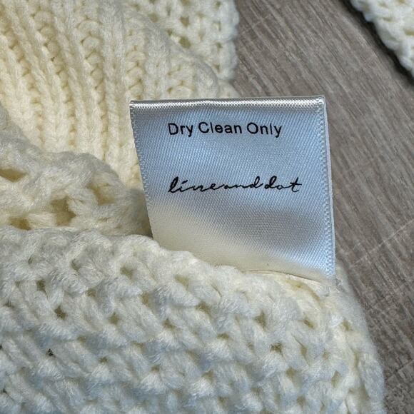 NWT LINE AND DOT Women’s Cream Chunky Cableknit Crew Neck Bubble Sleeve Sweater - Picture 4 of 9